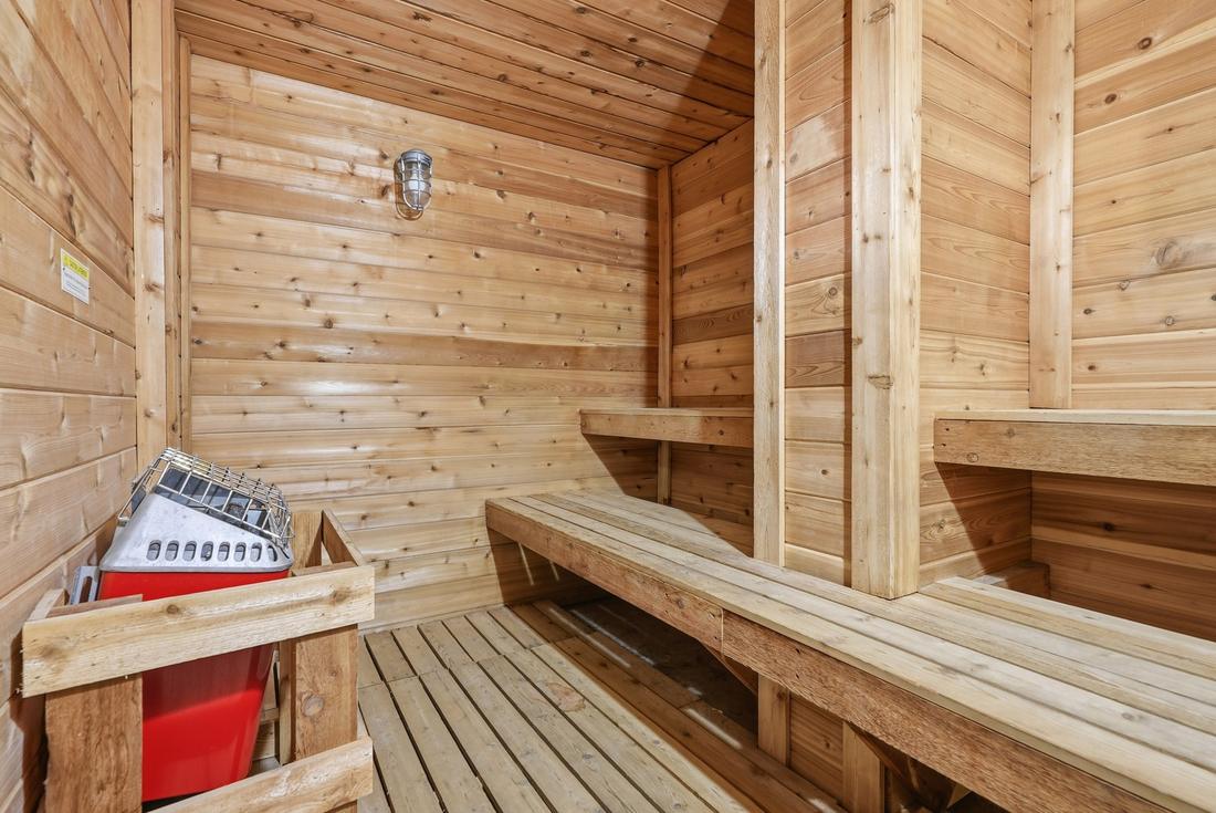 Wood-lined sauna at the Summit